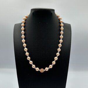 3/$30 Faux Pearl Necklace Peach Orange Beaded Single Strand Dainty Dressy Girls